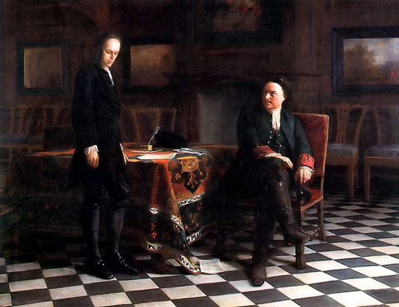 Петр I допрашивает царевича Алексея Петровича в Петергофе (1871)