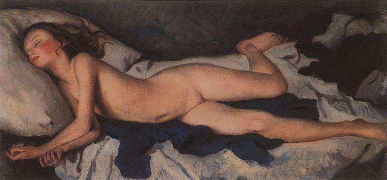 Спящая девочка на синем (Катюша на одеяле) 1923