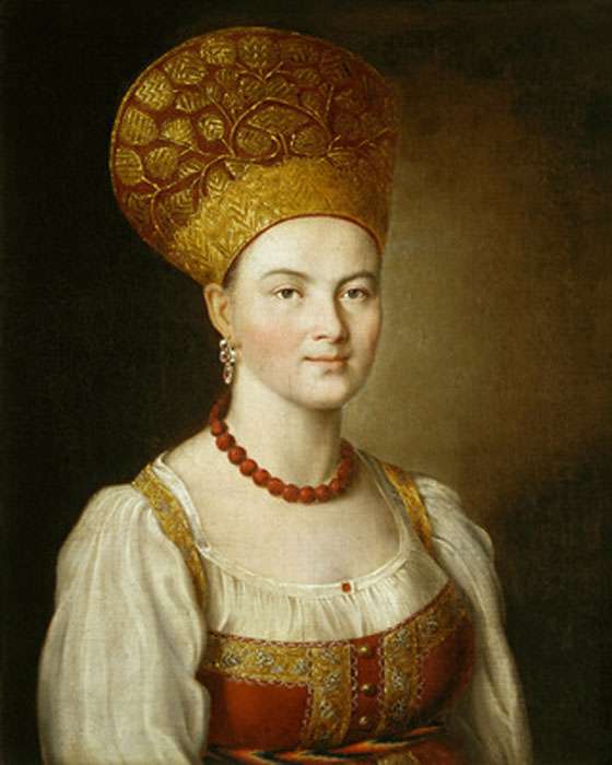 Портрет крестьянки в нарядном костюме.(1784)