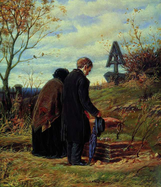 Старики-родители на могиле сына. (1874)