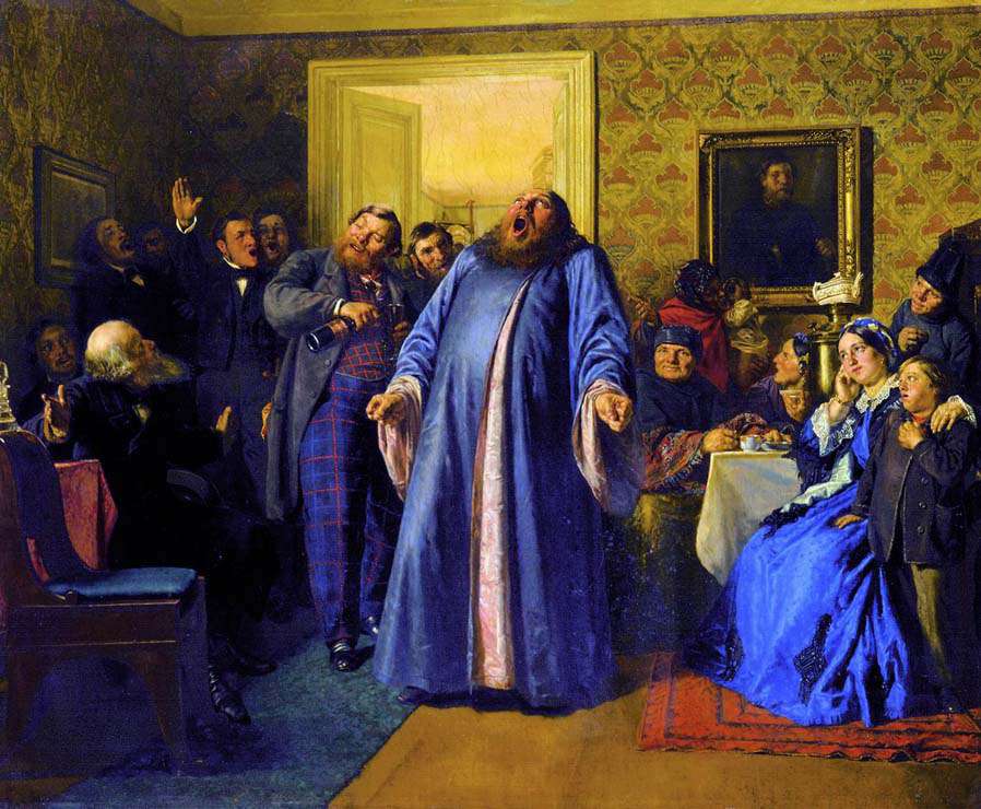 Протодиакон, провозглашающий на именинах долголетие (1866)