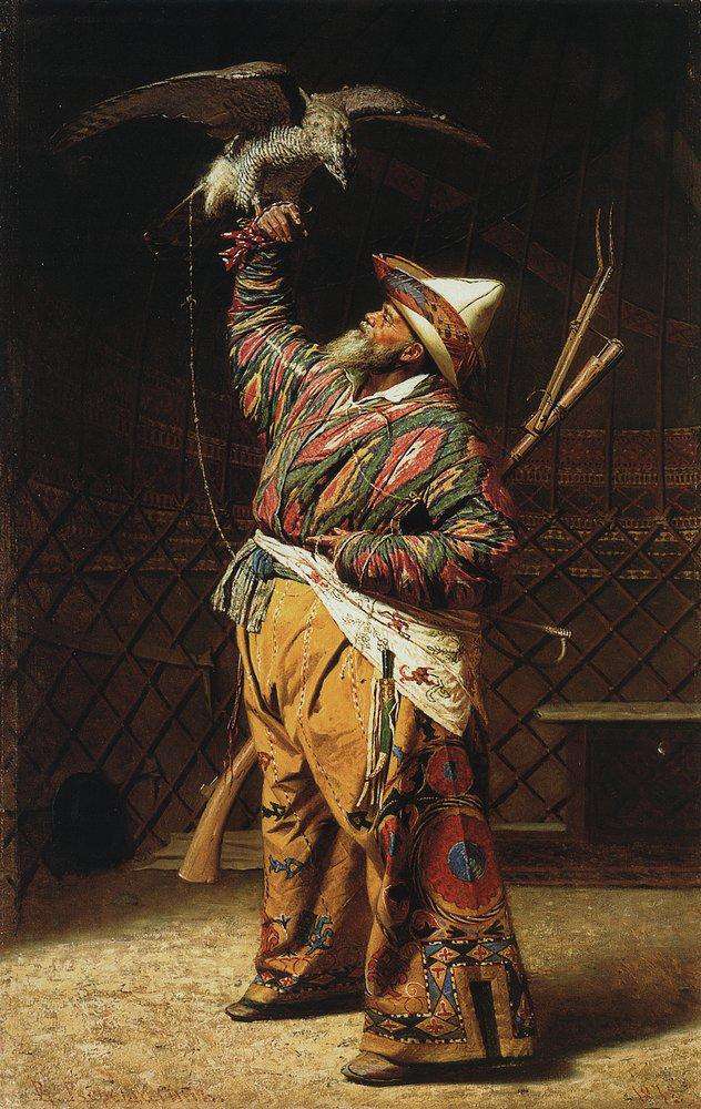 Богатый киргизский охотник с соколом (1871)