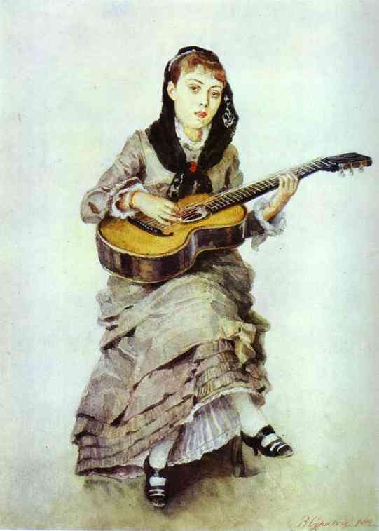С гитарой (Портрет С. А. Кропоткиной, 1882)
