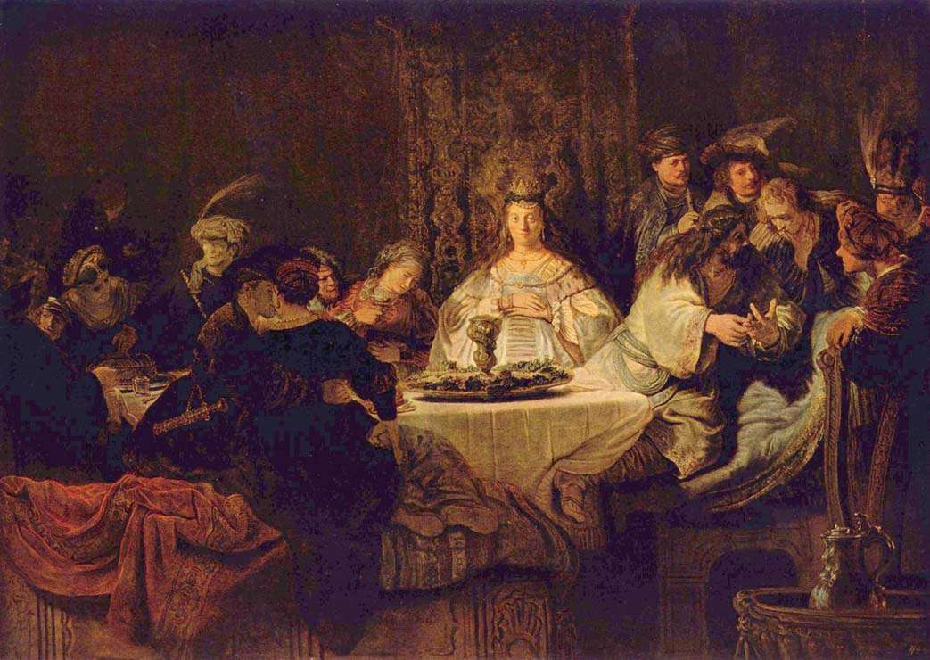 Самсон загадывает загадку за свадебным столом (1637)