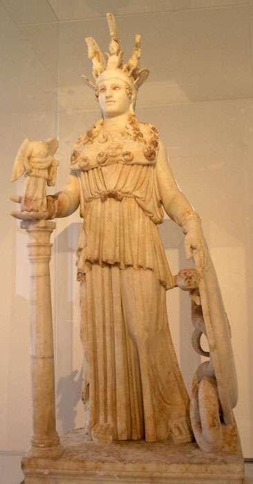 Афина — богиня мудрости и справедливой войны. Ск. Фидий.438 г. до н.э.