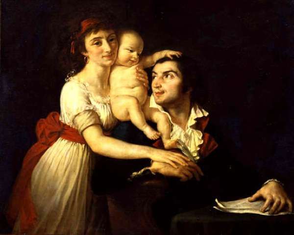 Камиль Демулен с женой Люси и ребенком (1792)